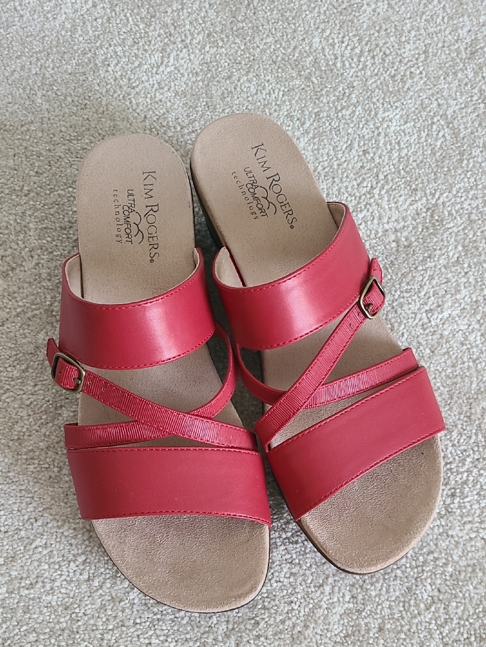 Kim Rogers Red Strappy Slide Sandals